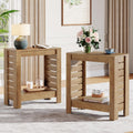 Tribesigns Narrow Side Table Set of 2, 2-Tier Farmhouse Wooden End Table with Storage Shelf, Skinny Accent Nightstand for Living Room, Bedroom and Office, Easy Assembly (2)
