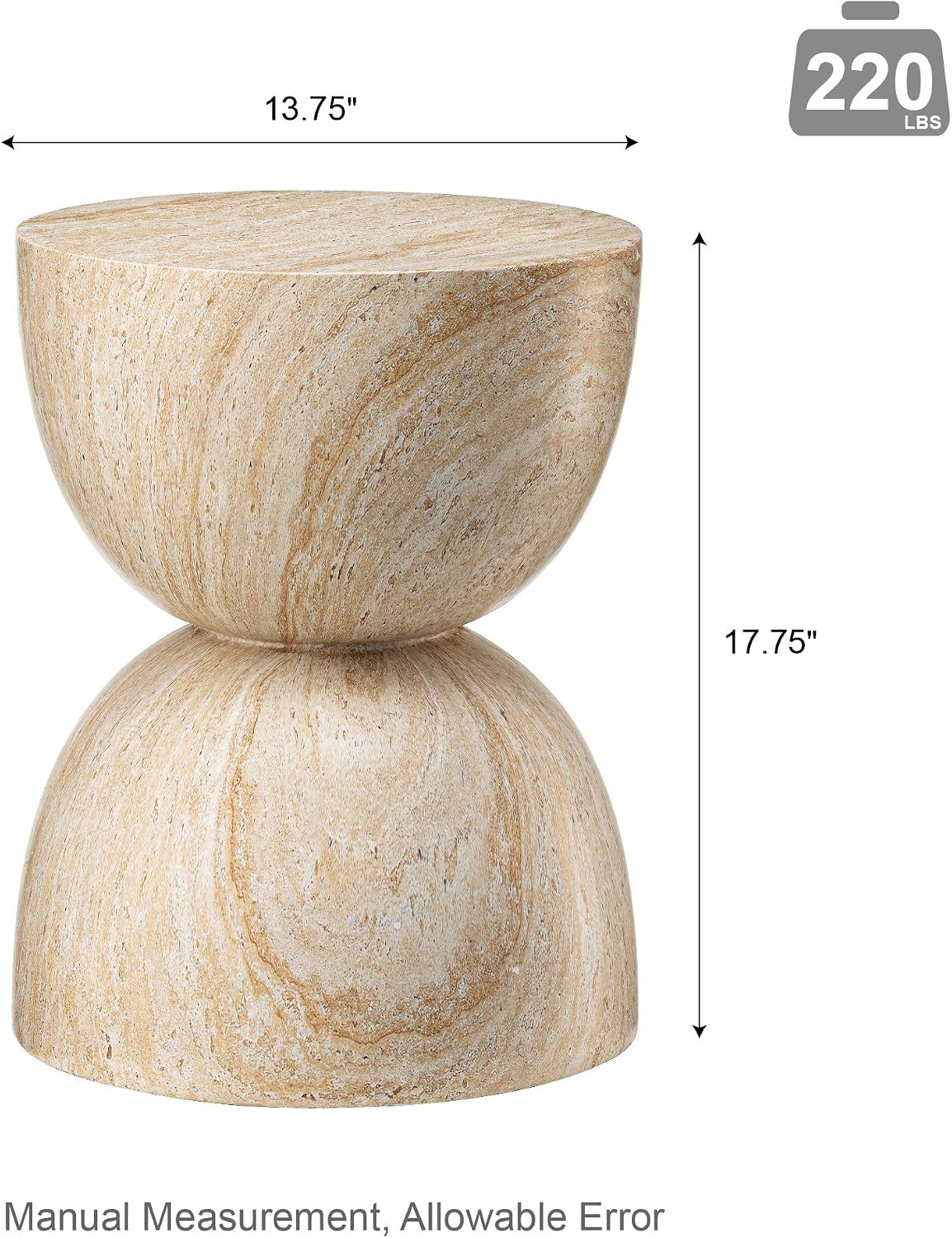 Glitzhome Outdoor Side Table Set of 2, 17.75' H Decorative Garden Stool MGO Hourglass Faux Terrazzo End Table, Round Planter Stand for Indoor Outdoor Living Room Bedroom Patio Deck Poolside