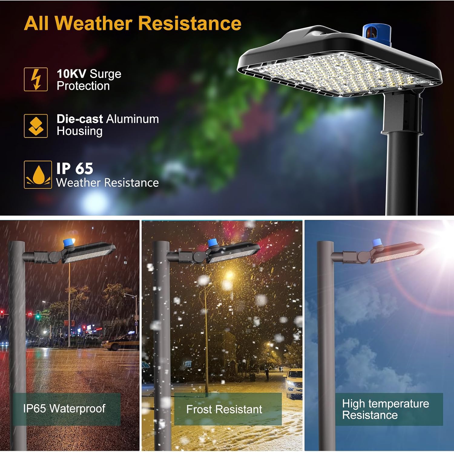 320W(350 X 1W LED) LED Parking Lot Lights Outdoor 48000lm(150LM/W) Dusk-to-Dawn 5000K Daylight Slipfitter Mount Commercial Area Street Lighting ETL Listed 6KV SPD 7Yrs Warranty-4Pack
