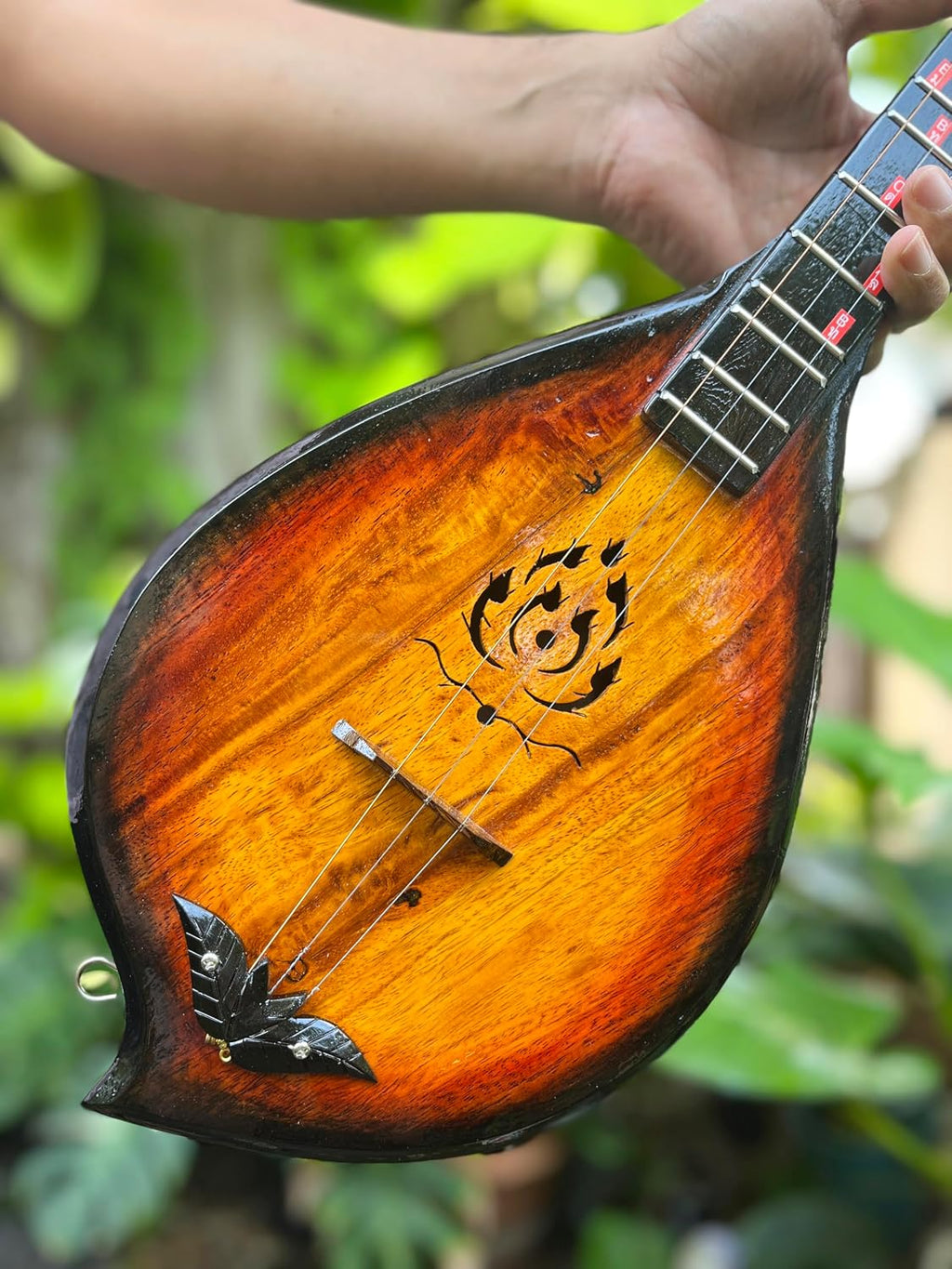 Isarn Acoustic Phin 3 Strings,Thai Lao Guitar Musical Instrument,Traditional Thai Musical Pin N01