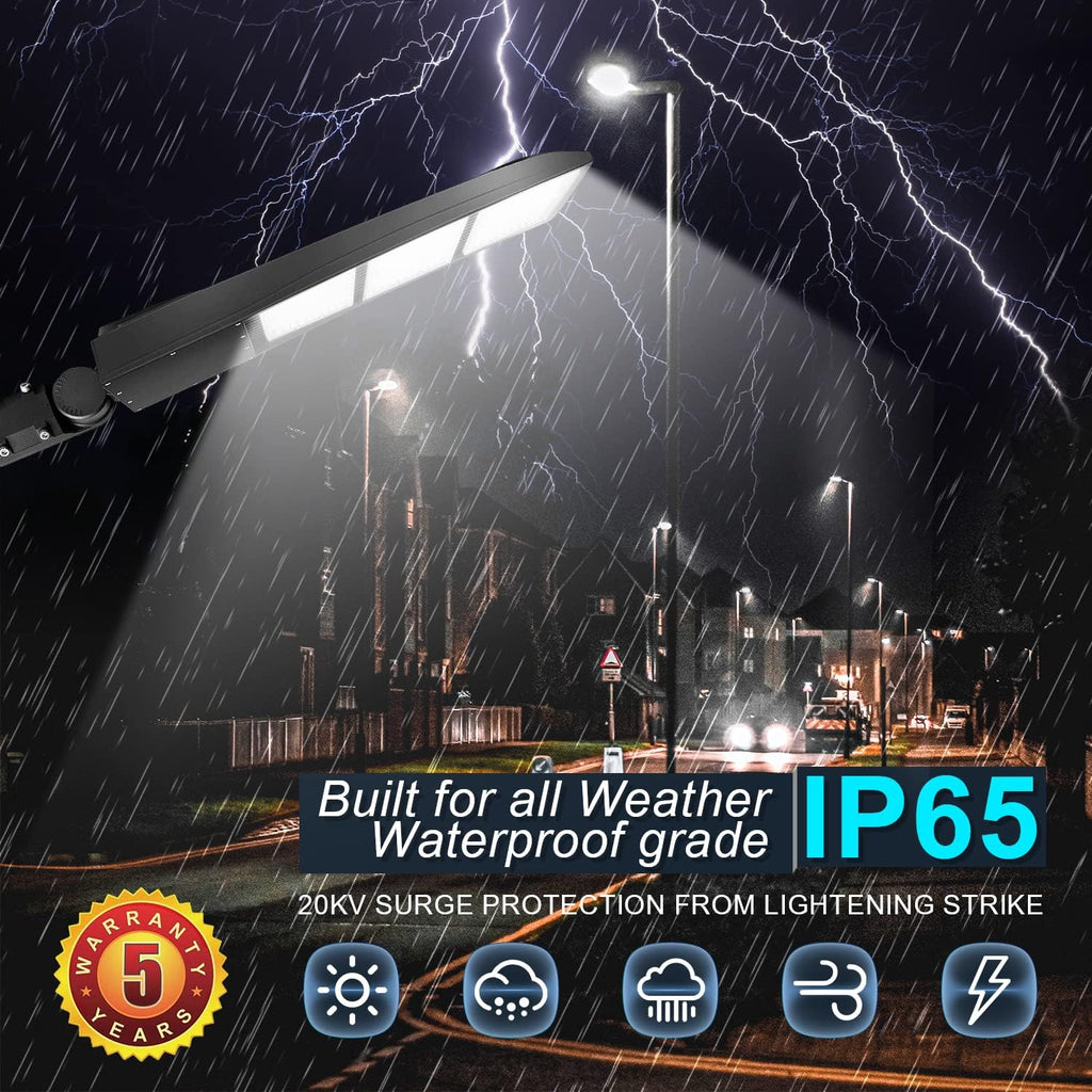 450W LED Parking Lot Light, 63000LM 5000K LED Shoebox Area Light, 0-10V Dimmable Commercial Outdoor Street Lighting (1500W HID/HPS Equivalent), IP65 20KV Surge Protection, AC100-277V UL Listed