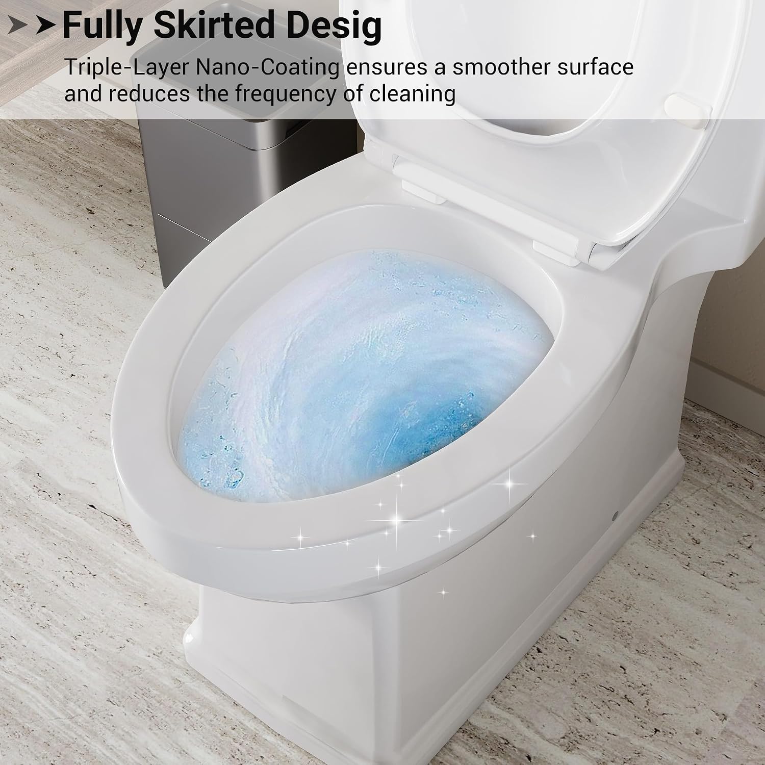 IDEALHOUSE One-Piece Toilet, 1.28 GPF Powerful Flush System, 16.5 Inch Comfort Height, 19 Inch Extended Bowl, Slow Close Seat, 12 Inch Rough in, White