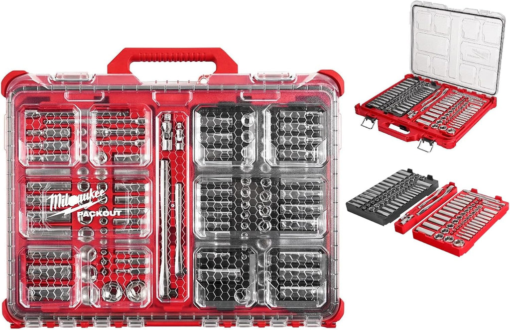 48-22-9486 Ratchet and Socket Set FOR Milwaukee 1/4 and 3/8 Inch Drive 106 Pc SAE Metric Tool Set with PACKOUT Organizer