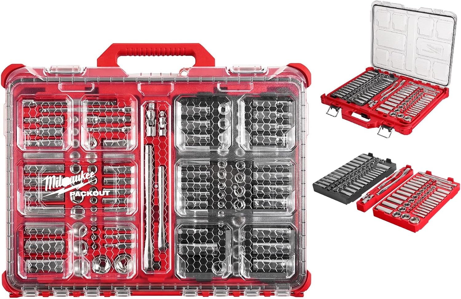 48-22-9486 Ratchet and Socket Set FOR Milwaukee 1/4 and 3/8 Inch Drive 106 Pc SAE Metric Tool Set with PACKOUT Organizer