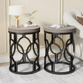 Tribesigns Round End Table Set of 2, Industrial Side Table with Metal Hollow Frame, Small Bedside Table Nightstand for Living Room, Bedroom, Easy Assembly (Grey,2 PCS)