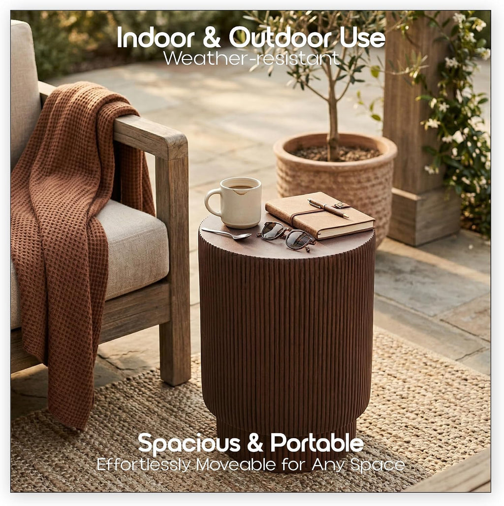 LeisureMod Eden Modern Side End Table – Indoor and Outdoor Accent Table for Living Room, Bedroom, Patio, Balcony, Porch, Garden, Small Spaces in Wood Brown