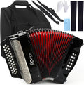 Horse Accordion, 34 Keys 12 Bass Accordion Instrument, G/C/F Tone for Adult Professional Players and Beginners, Comes with Case, Strap, Gloves,Oversleeves, and Wipe Cloth Acordeón Acordeones Adultos
