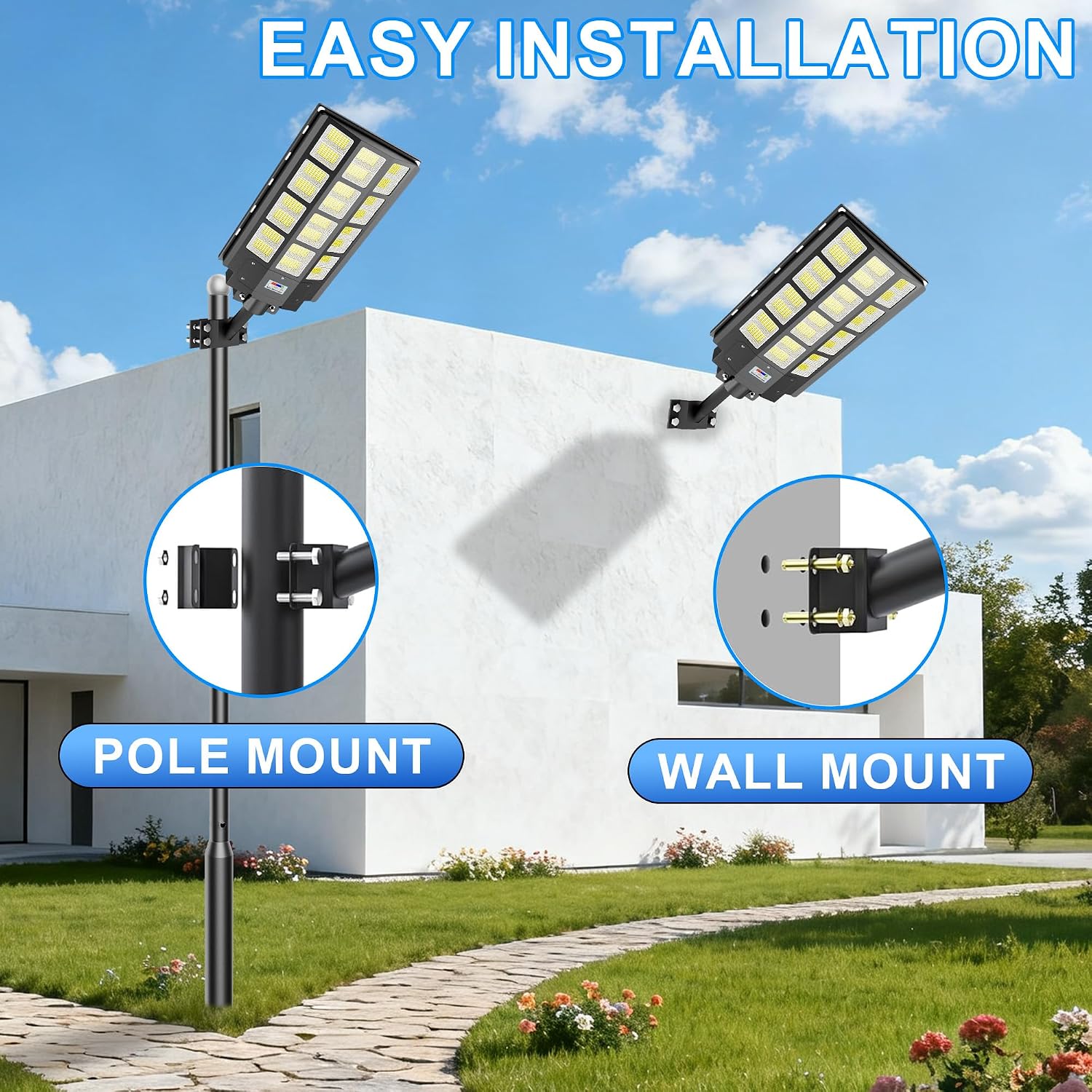Solar Street Light Outdoor Waterproof Commercial Parking Lot Lights Motion Sensor 10000W LED Floodlight Dusk to Dawn, Outside Solar Lights for Yard Garden Pathway Patio