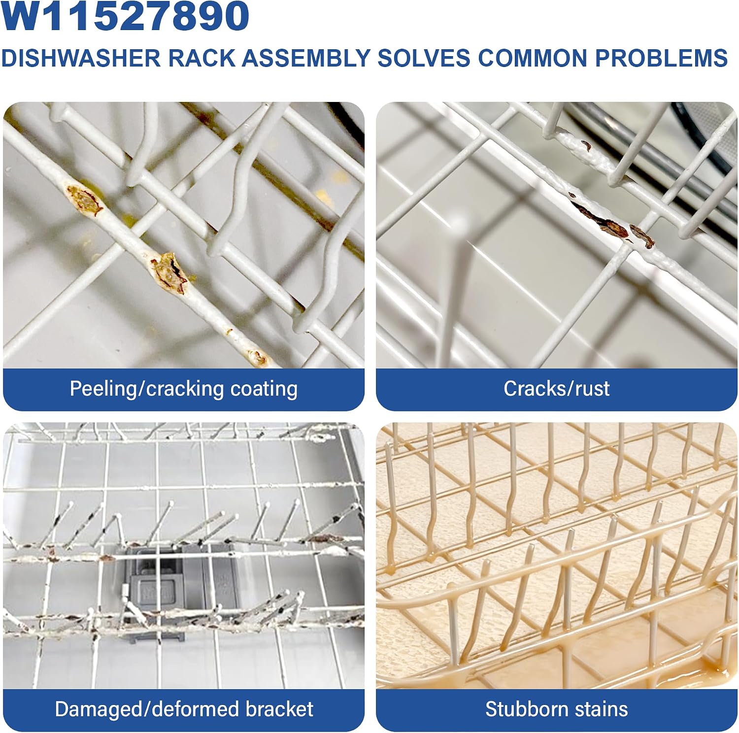 W11527890 Dishwasher Lower Dishrack Compatible with Whirlpool Maytag, Replacement W11778050, W11778050, WPW10525642, W10199774, W10525641, W10525642, W10525643, W11773654, WPW10525643