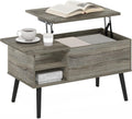 Furinno Jensen Lift Top Coffee Table with Storage Shelf, Side Shelf, Hidden Compartment, for Living Room, Grey Oak