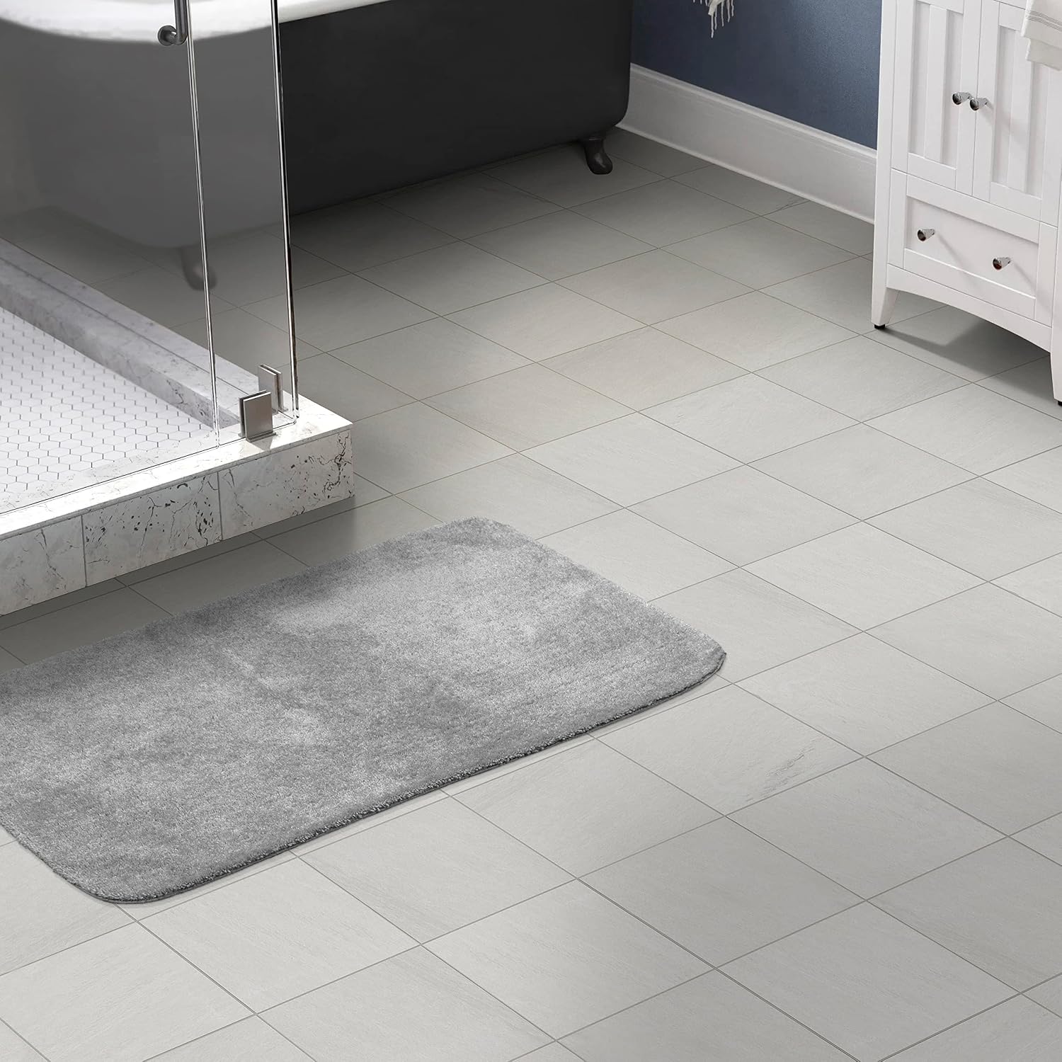 Garland Rug Traditional Plush Washable Nylon Rug, 30-Inch by 50-Inch, Platinum Gray (Pack of 4)