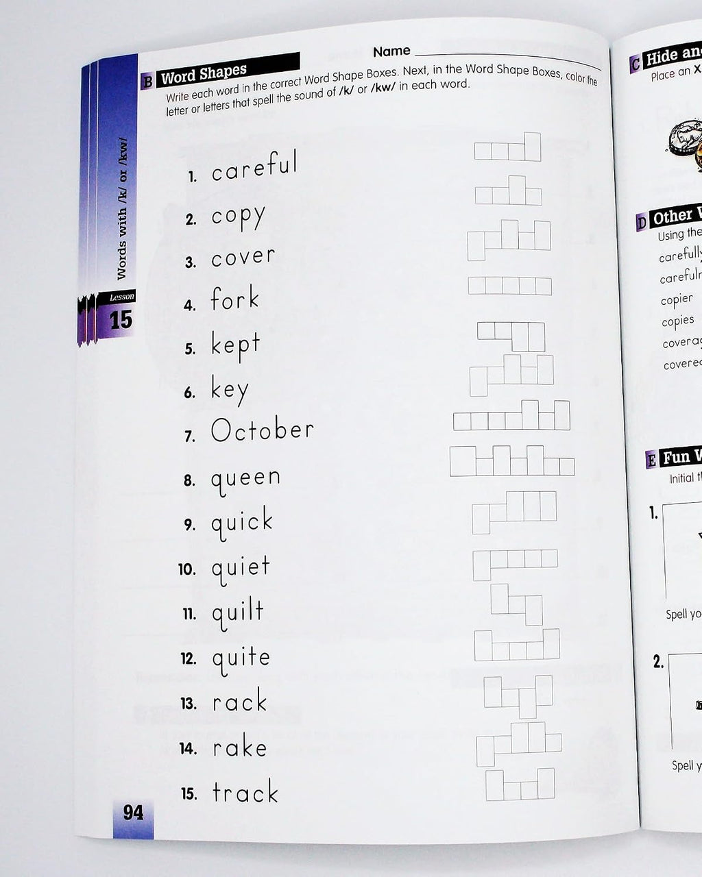 A Reason for Spelling: Student Workbook Level C (Reason for Spelling: Level C)
