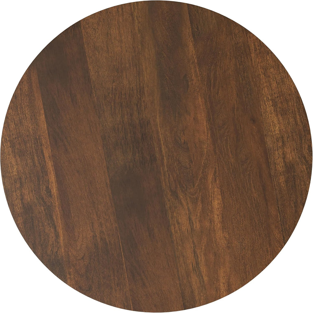 SIMPLIHOME Millbury End Table - 20 inch Wide Solid Mango Wood Round Side Table in Walnut Brown, Contemporary Accent Table for Living Room, Bedroom or Entryway with Handcrafted Design, Assembled