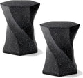 Glitzhome Outdoor Side Table Set of 2, 17.75' H Decorative Garden Stool MGO Twist Faux Terrazzo End Table, Round Planter Stand for Indoor Outdoor Living Room Bedroom Patio Deck Poolside, Black