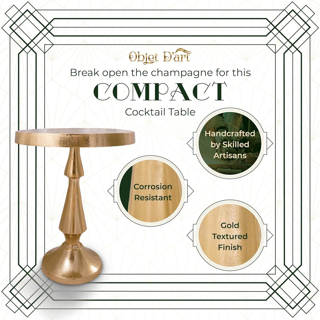 OBJET D'ART Medium Round Metal Side Table, Larissa, 21.5' Height, Vintage Metal Accent, Side, Pedestal, Coctail and Drink Tables for Living Room and Small Spaces