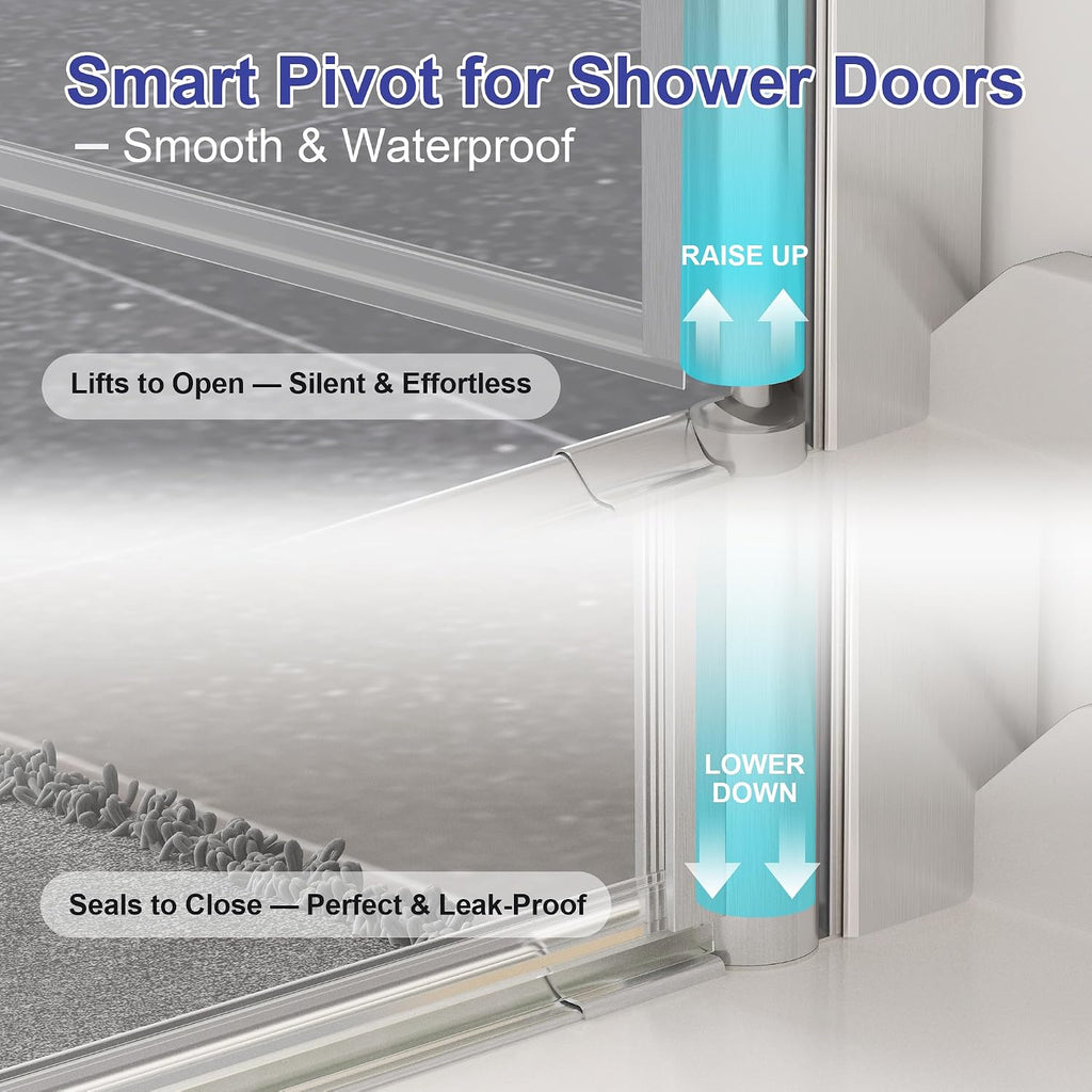 Frameless Pivot Shower Door 30'-32' W x 72' H, Swing Shower Glass Doors with Nano Explosion-Proof Film Tempered Glass 1/4'(6mm) Reversible Installtion, Brushed Nickel Finish