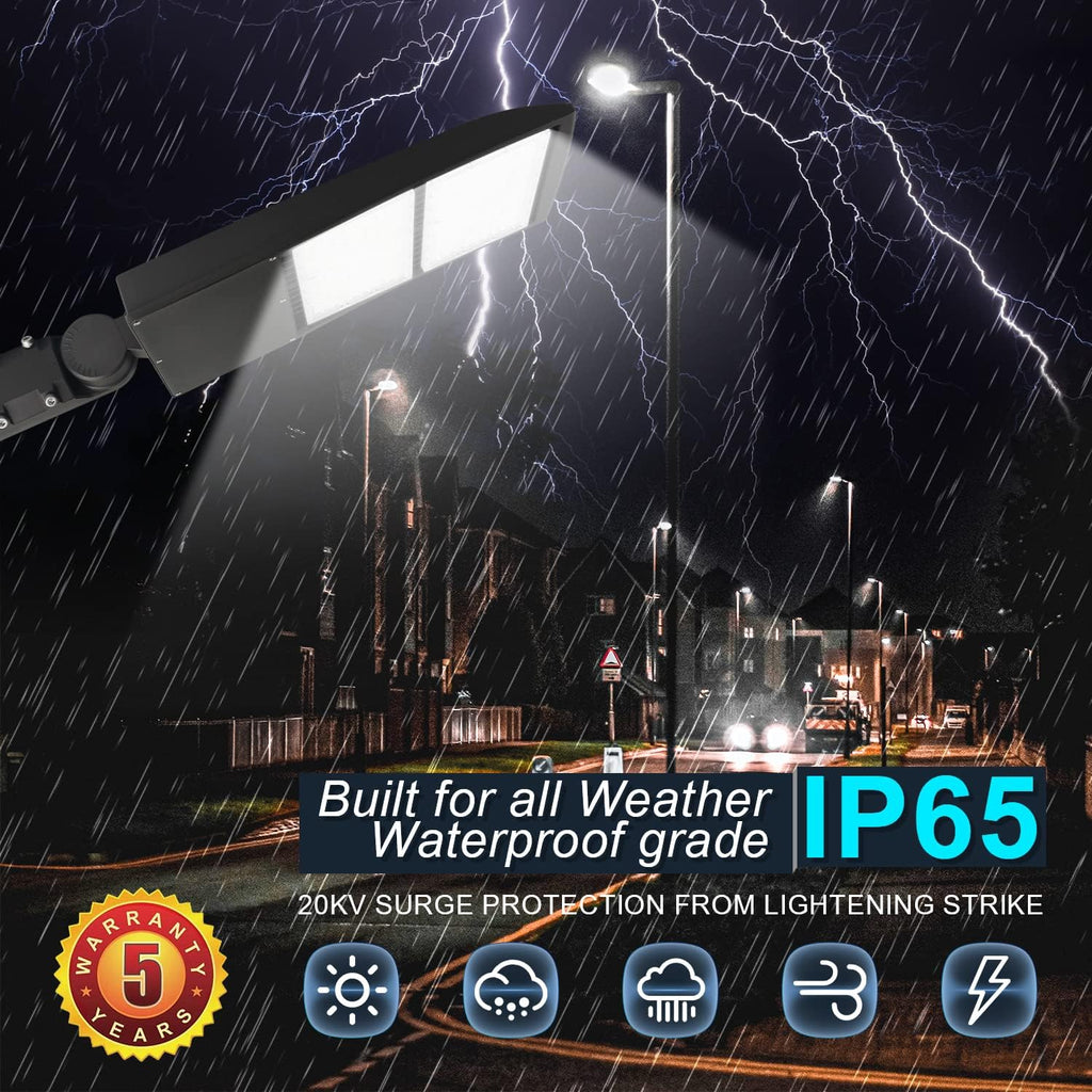 300W LED Parking Lot Light, 42000LM 4000K LED Shoebox Area Light, 0-10V Dimmable Commercial Outdoor Street Lighting (1000W HID/HPS Equivalent), IP65 20KV Surge Protection, AC100-277V UL Listed