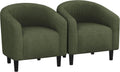 Yaheetech Barrel Chairs, Furry Accent Chairs with Soft Padded Armrest for Living Room Bedroom Waiting Room Office, Set of 2, Dark Green
