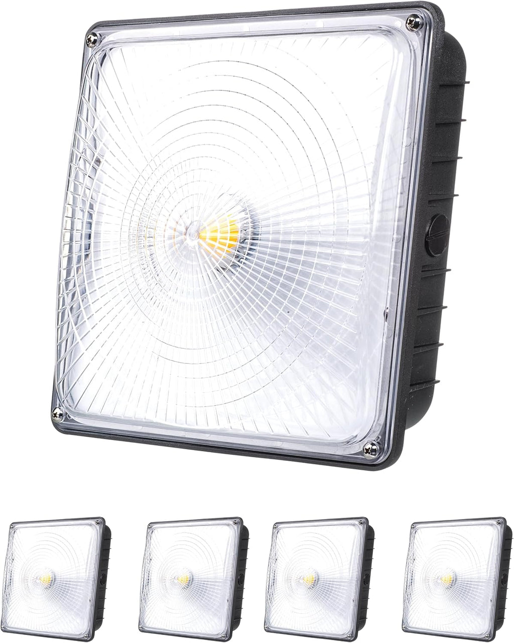 PARMIDA (4 Pack) LED Canopy Light, 70W, Dimmable, 110-277VAC, IP65 Waterproof, ETL-Listed, 5000K, 9.6' x 9.6', Gas Station, Street, Area & Outdoor Lighting, Commercial Grade