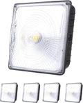 PARMIDA (4 Pack) LED Canopy Light, 45W, 0-10V Dimmable,110-277VAC, IP65 Waterproof, ETL-Listed, 5000K (Day Light), 9.6' x 9.6' Street, Area & Outdoor Lighting, Bronze
