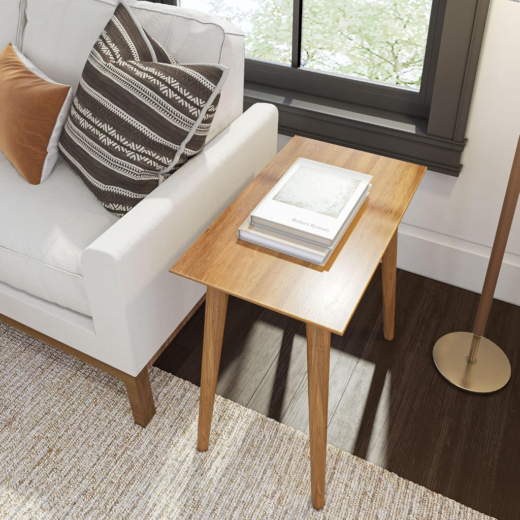 Plank+Beam Mid Century Modern Rectangular Side Table, End Table for Living Room, Wooden Bedside Table, Small End Table for Office Space, Pecan