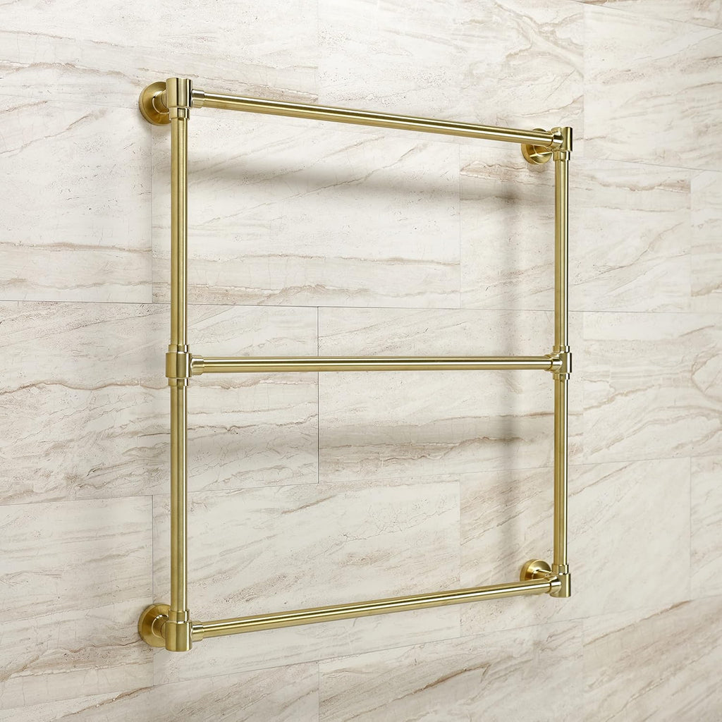Kingston Brass DTM323037 Gallant 30 x 32-Inch Wall Mount -Towel Rack, Brushed Brass