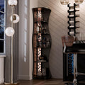 Homes: Inside + Out Connelly Modern 5 Shelf LED Bookcase, Unique Thin Wood Bookshelf with Storage and Remote, Office Shelving,Tall Book Shelf for Bedroom, Living Room and Small Spaces, Black