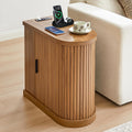 Turtle&Myrtle Nightstands with Charging Station, Narrow Side Table with Storage Doors and Shelves, Mid-Century Modern Bedside Table for Small Spaces Bedrooms, Walnut