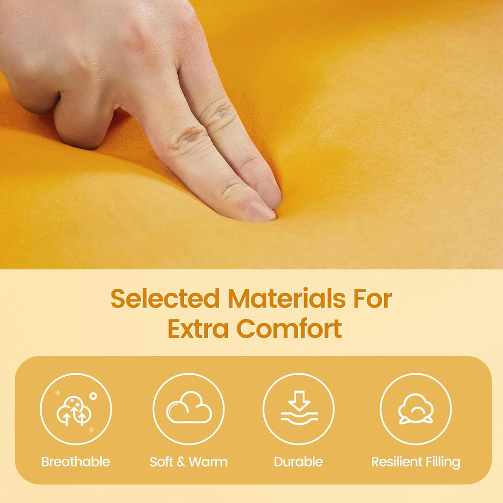 Yaheetech Barrel Chairs, Velvet Accent Chairs with Soft Padded Armrest for Living Room Bedroom Waiting Room Office, Set of 2, Yellow