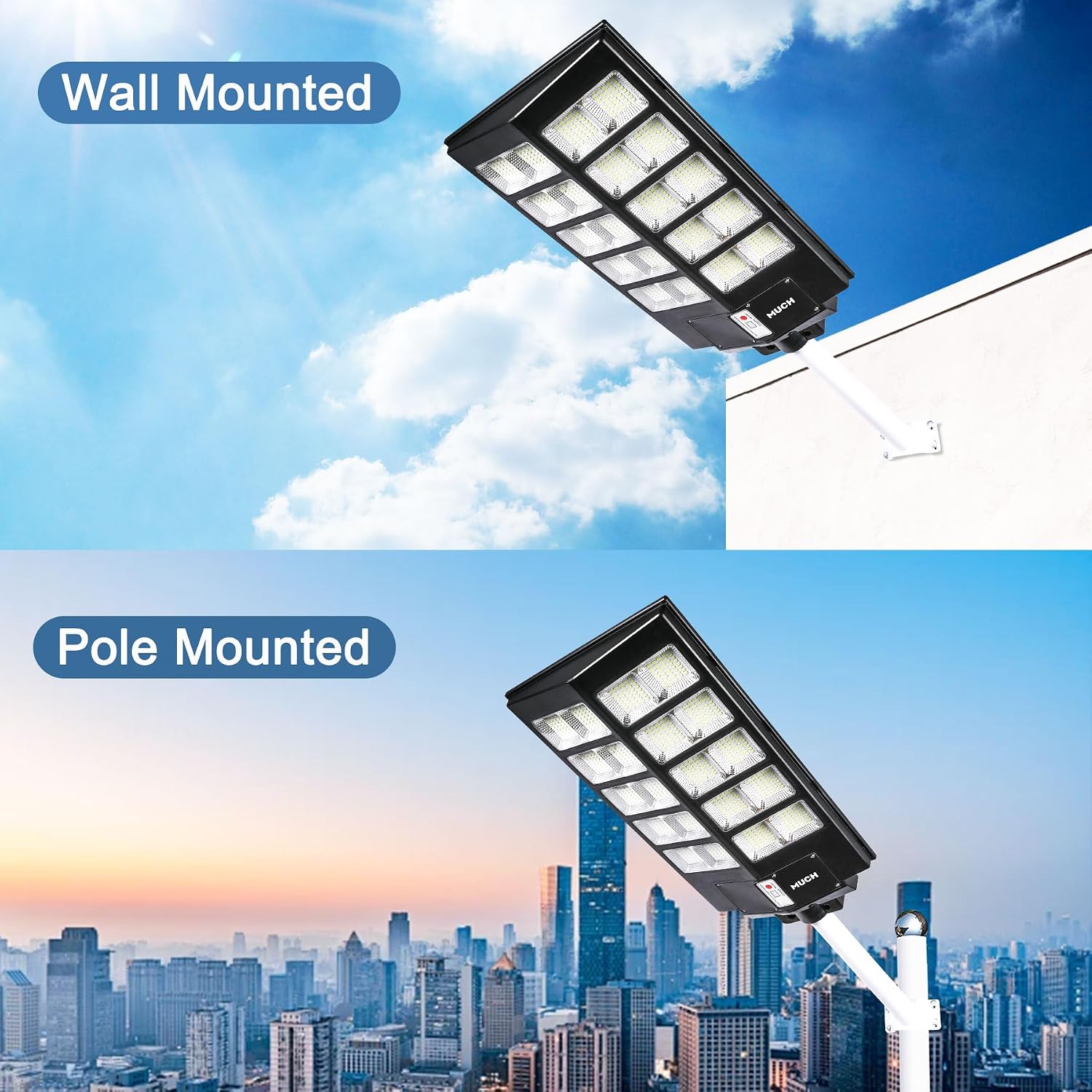 7000W Solar Street Light Outdoor LED Lighting, IP67 Waterproof, 220° Wide Angle Lighting, with Human Body Sensor and Remote Control Operation,for Garden, Yard, Street and Parking Lot (2 pcs)