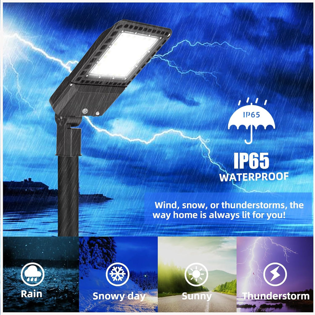 300W LED Parking Lot Light, 39000LM Led Parking Lot Lights Outdoor with Photocell Slip Fitter, 5000K Commercial Shoebox Pole Lighting 7 Years Lifespan for Street Yard Roadway Garage-ETL Listed(3 PACK)