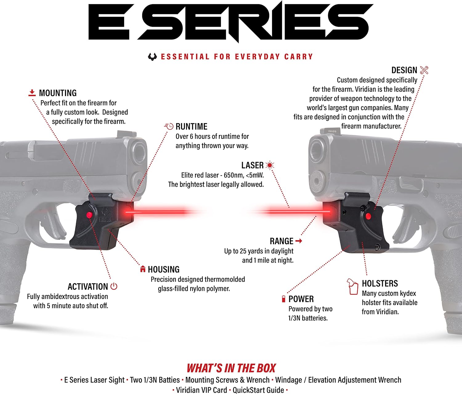 Viridian E Series Class 3R Red Laser Sight, <5mW Output