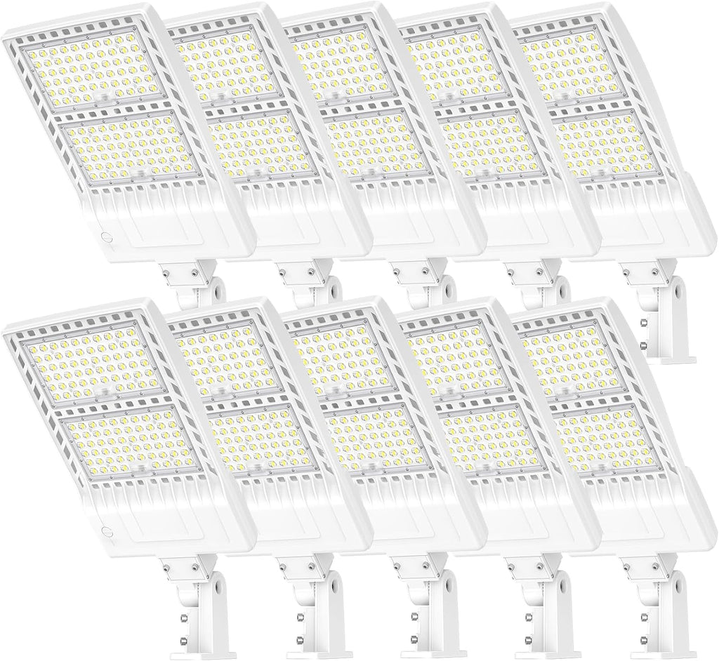10 Pack LED Parking Lot Light 400W 320W 240W Adjustable, UL Listed 60000LM Outdoor Street Area Lighting with Photocell 100-277V IP65 5000K LED Shoebox Light Arm & Slip Fitter Mount for Street