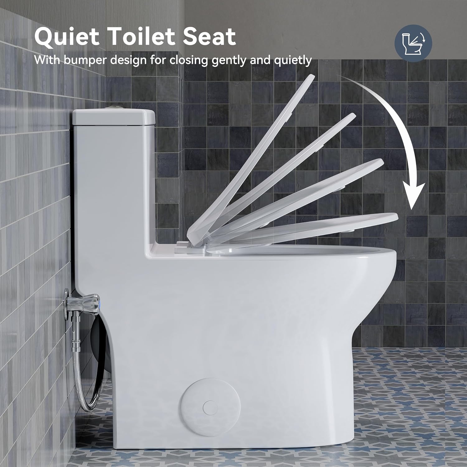 HOROW T0350W One-Piece Elongated Toilet, 17' ADA Chair Height, Dual Flush 0.8/1.28 GPF, MaP 1000g Powerful Flush, Soft-Close Seat, Skirted Design, Square Flush Button, 12' Rough-In, White