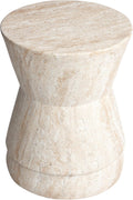 Empire Art Direct Hourglass Travertine Stone Finish Italian Design MgO Side Accent Table, Living Room, Bedroom & Office, 14.4'x14.4'x17.7'
