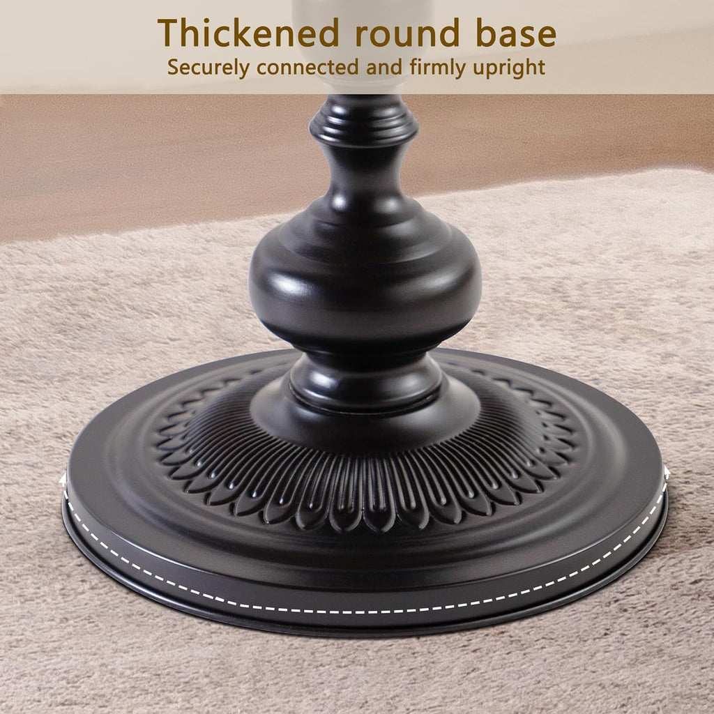 Round End Table, Framhose Small Side Table with Wood Top and Black Base, Pedestal Table for Living Room Corners Bedroom Patio and Bar（20' Hight）