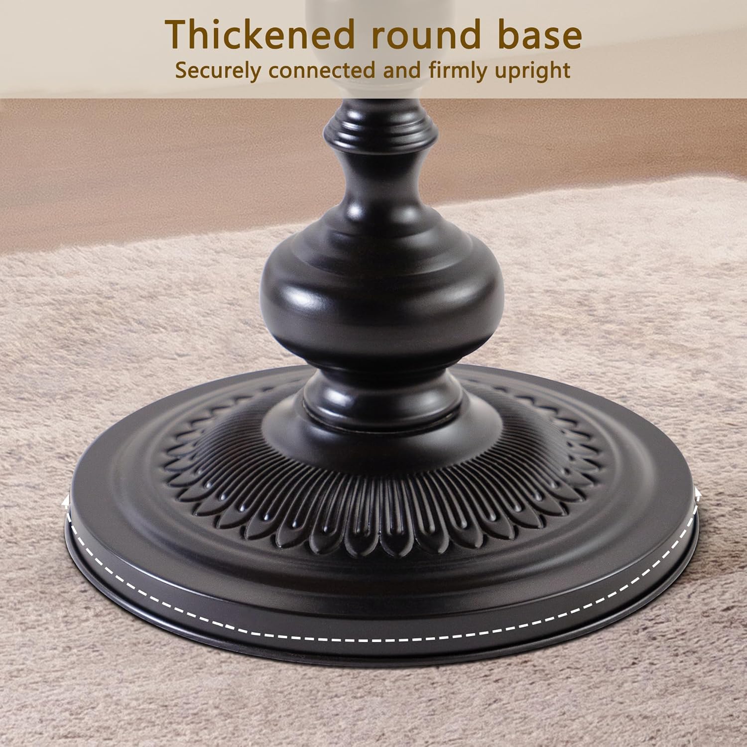 Round End Table, Framhose Small Side Table with Wood Top and Black Base, Pedestal Table for Living Room Corners Bedroom Patio and Bar（20' Hight）