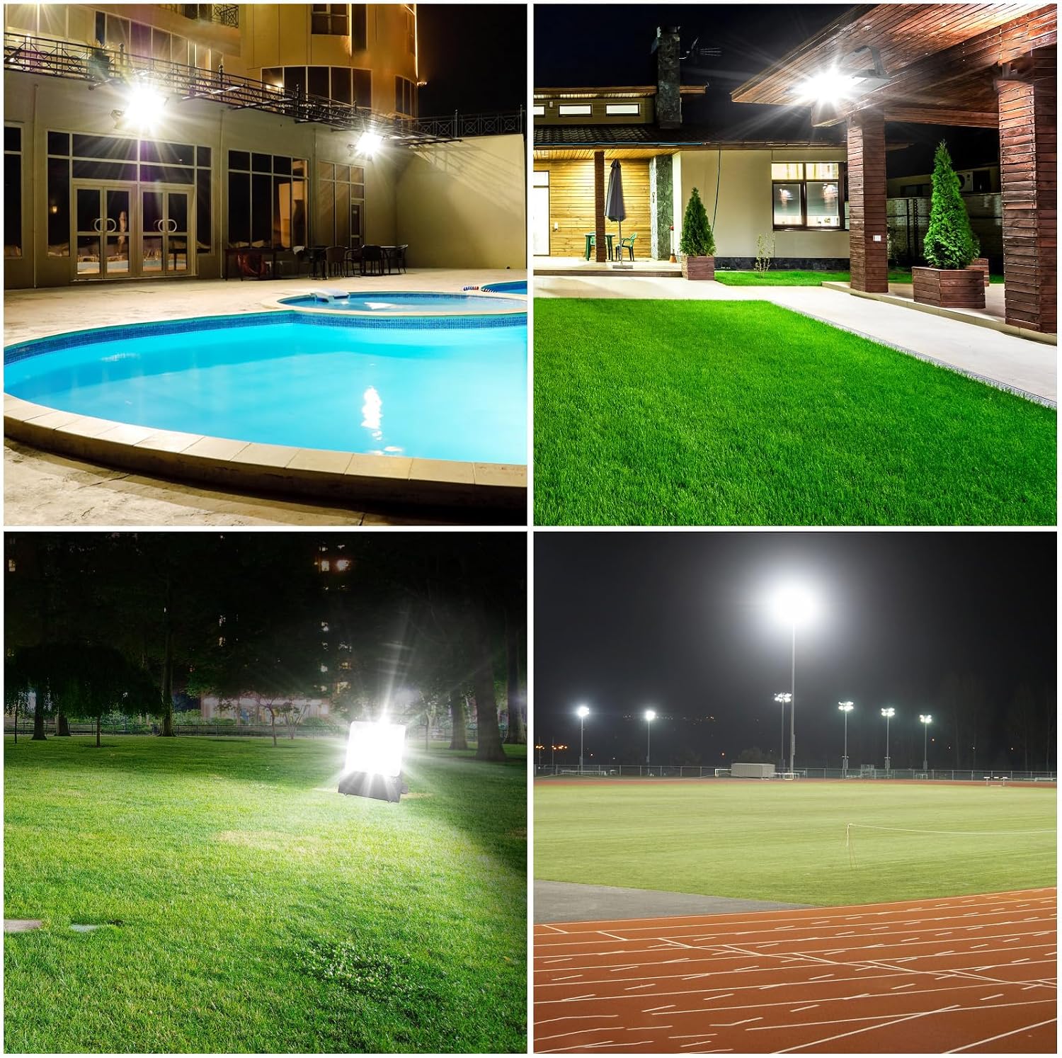 ADUB 4 PCS LED Flood Lights 240W 33600 LM, ETL Listed 5000K LED Stadium Light Outdoor, IP65 Waterproof Commercial Outside Floodlight Security Lights for Parking Lot Yard Sport Court, AC 100~277V