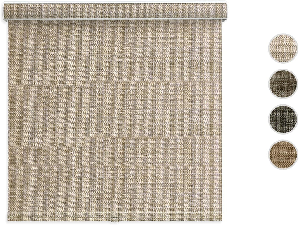 Blackout Roller Shades, Free-Stop Window Blinds with Valance, Room Darkening Thermal Insulated UV Protection Fabric for Home Office,Gold 01
