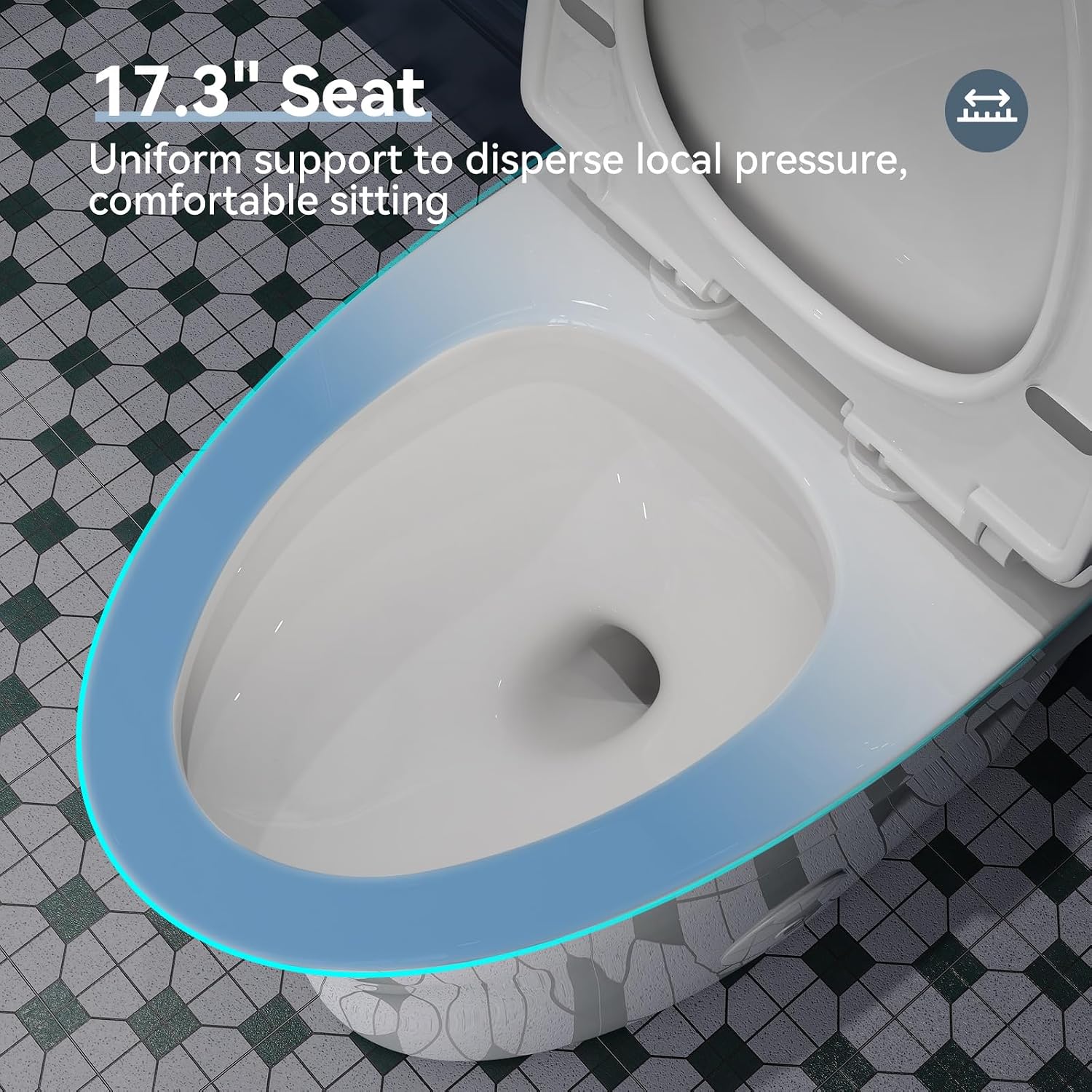 HOROW T0307W Elongated One Piece Toilet, Small Compact with Soft Close Seat, 1.1/1.6 GPF Powerful Dual Flush Toilet for Small Bathroom, 12' Rough-In Standard Toilet Bowl, White Modern Toilet