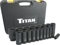 Titan 42319 19-Piece 1/2' Drive SAE Deep Impact Socket Set