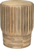 SIMPLIHOME Lyall End Table - 16 inch Wide Solid Mango Wood Round Accent Table with Gear-Fluted Sides in Natural, Contemporary Nightstand or Lamp Stand for Living Room or Bedroom, Assembled