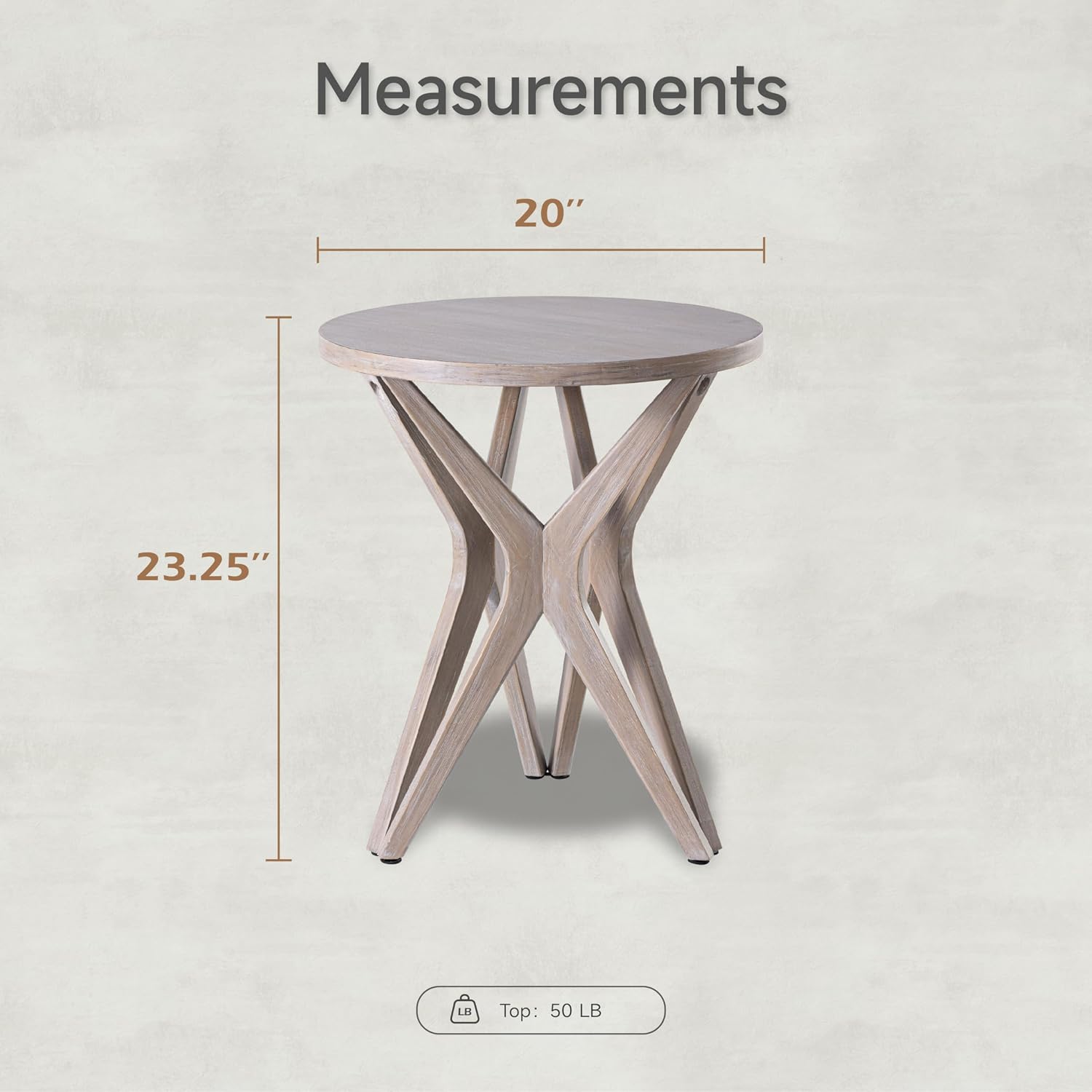 Pedestal Farmhouse End Table Set of 2, Distressed Top with Tripod Base Bedside Table for Living Room, Modern, Boho Decor, Round (2-Pack, Distressed Aah Grey)