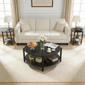 leovanni Coffee Table and End Table Sets, 34.4' Round Coffee Table with End Table Set of 3, Sturdy X-Brace Frame, 3 Piece Coffee Table for Living Room, Home Office