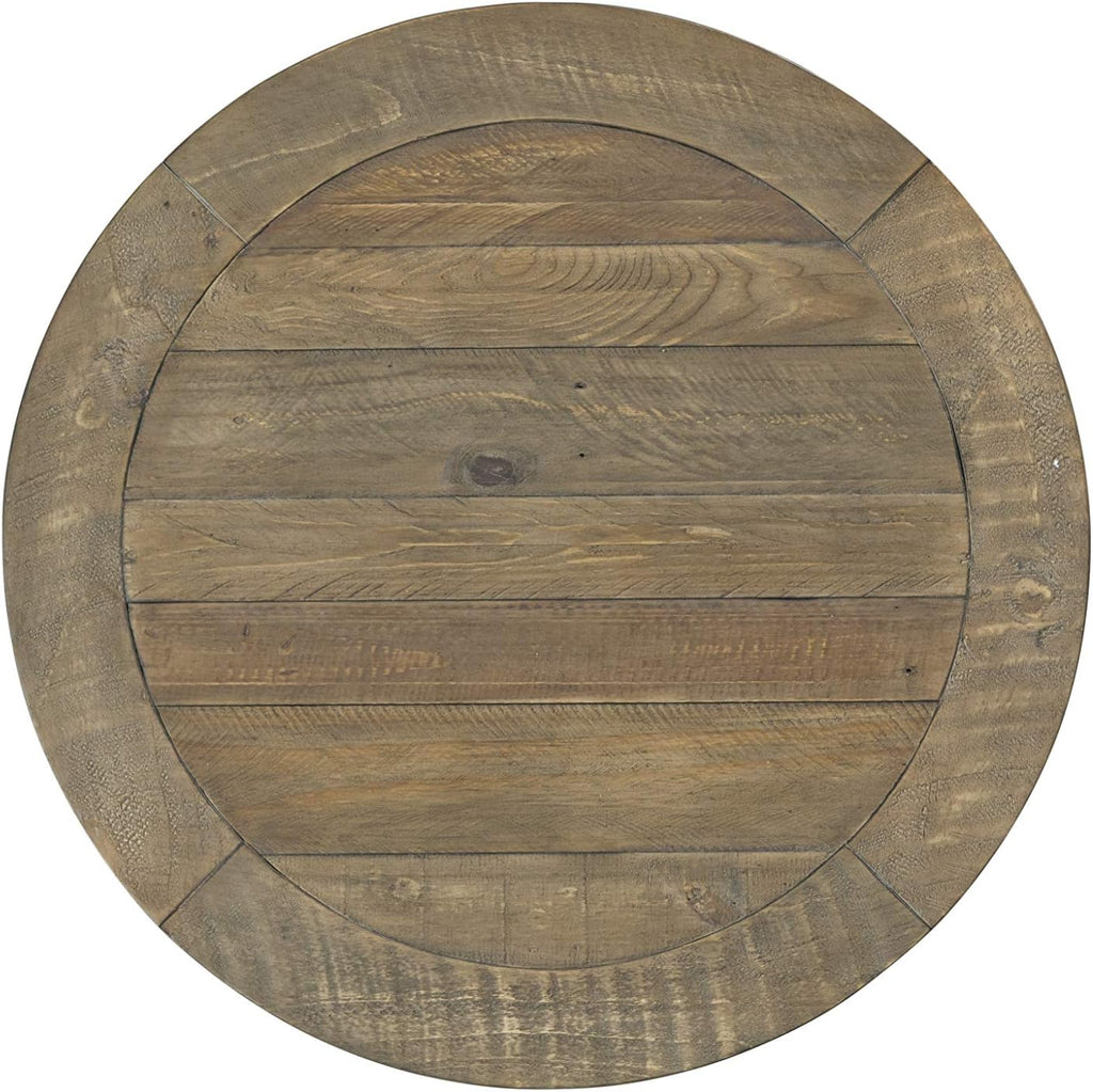 Napa Solid Wood Farmhouse Rustic Reclaimed Natural and White Stain Round End Side Accent Living Room Table, Nightstand Bedside 26' W x 26' D x 25' H