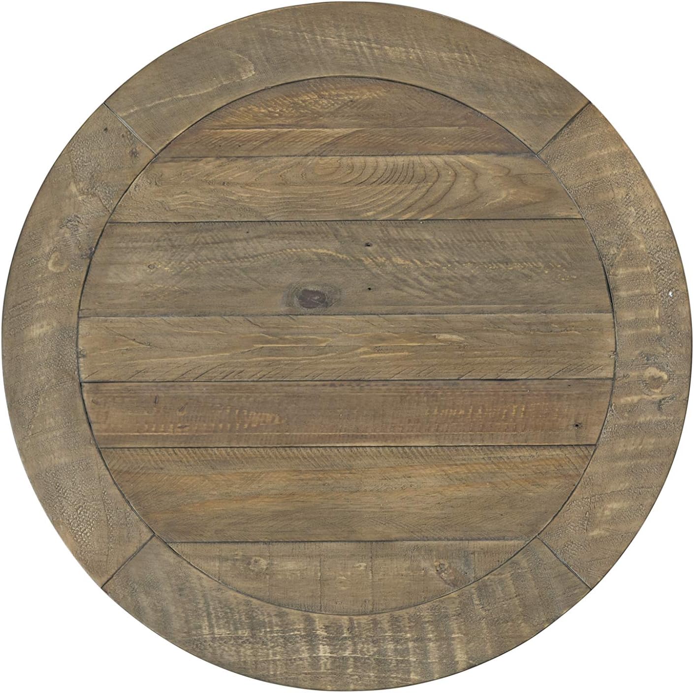 Napa Solid Wood Farmhouse Rustic Reclaimed Natural and White Stain Round End Side Accent Living Room Table, Nightstand Bedside 26' W x 26' D x 25' H