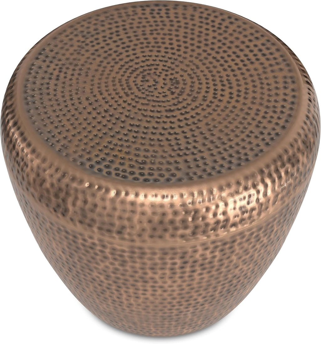 SIMPLIHOME Preston Metal Table - 22 inch Wide Solid Metal Round Side Table in Antique Copper, Modern Industrial Accent Table for Living Room or Bedroom with Textured Finish, Assembled