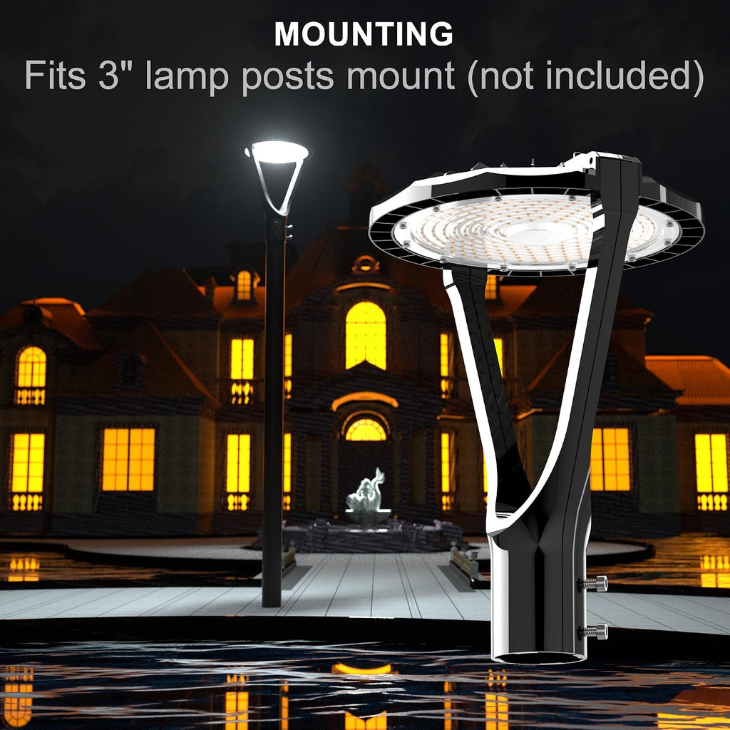Lightdot LED Post Top Lights 150W Circular Area Light 22500Lm 5000K LED Parking Lot Light with Photocell, Outdoor Pole Lights Fixture for Garden Yard Street Lighting - 6 Pack