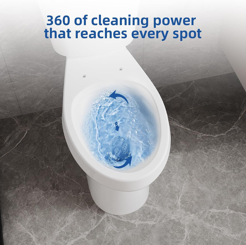 Two Piece Toilets Elongated, 19' ADA Comfort Height Toilet for Bathroom, 1.28 GPF Powerful Flush, 12 Inch Rough In