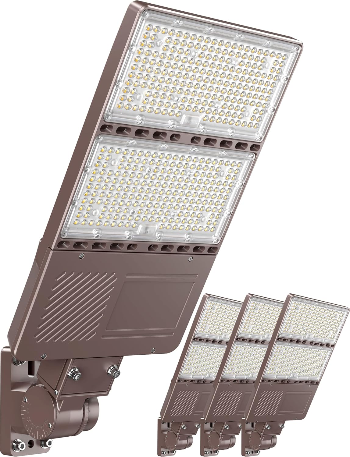 4 Pack UL Listed 320W LED Parking Lot Light with Photocell 48000LM LED Shoebox Pole Flood Lights Arm Mount 5000K IP65 Outdoor Street Court Commercial Lighting AC 100-277V